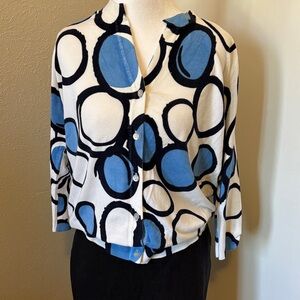 Mod Blue and Black Circle Women's Cardigan Size L